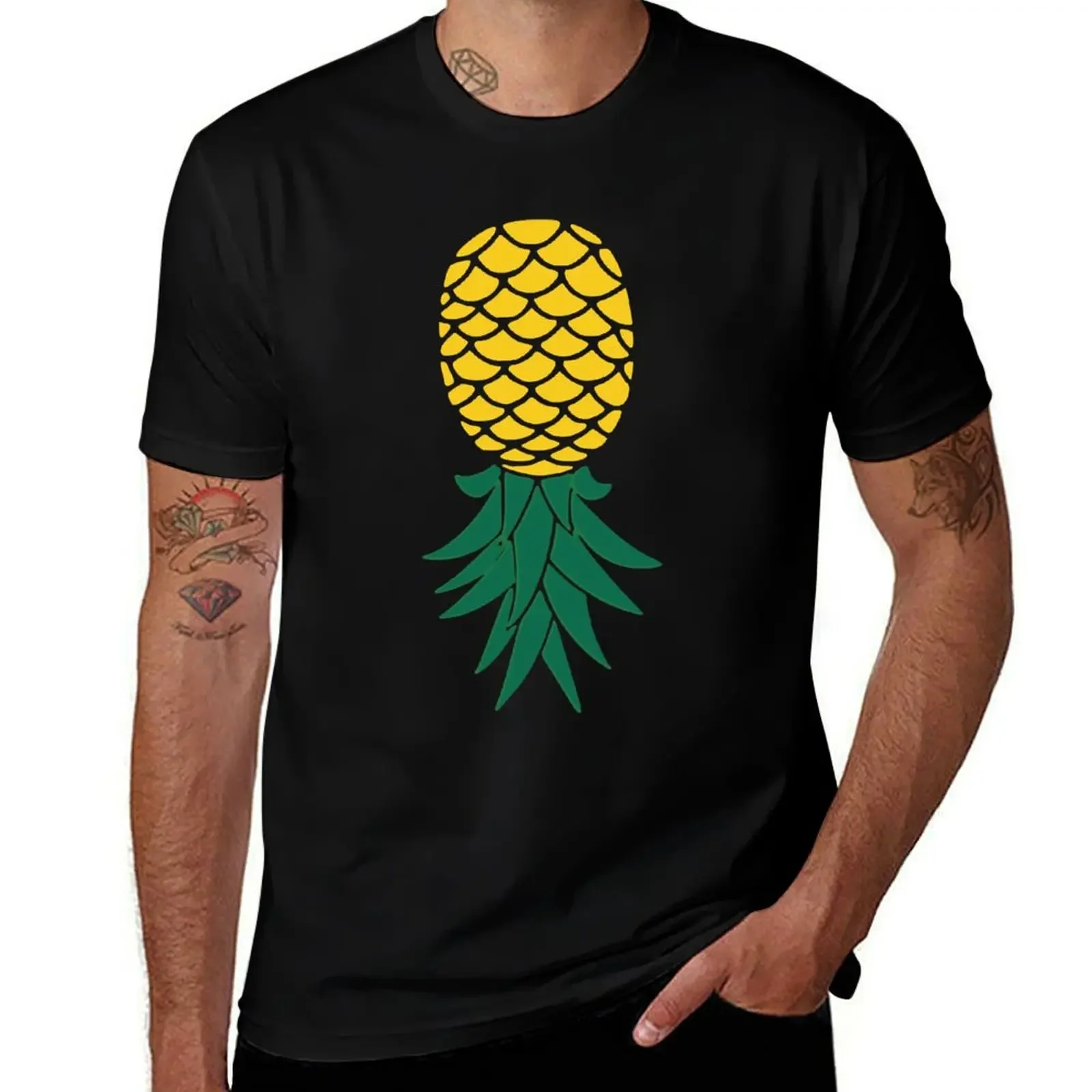 Upside Down Pineapple Shirt T-Shirt heavyweights Aesthetic clothing t shirt men 100℅ cotton