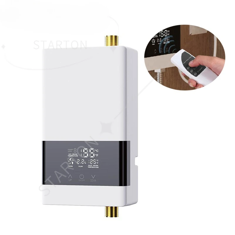 Remote Instantaneous Tankless Electric Hot Water Heater Kitchen Instant Heating Bathroom Shower Temperature Setting