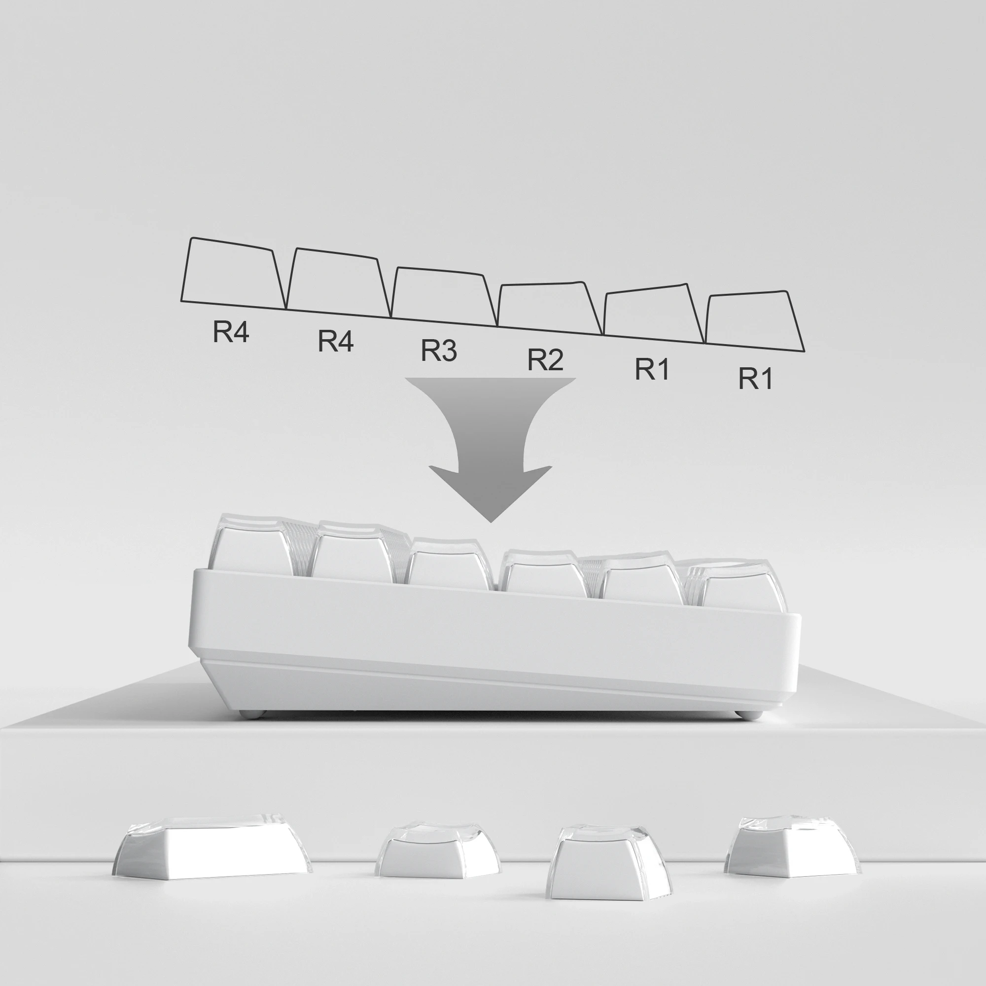 Imagem -05 - Artesanal Crystal Clear Keycaps Top Impresso Branco Teclados Translúcidos Gelatina Perfil Oem para Switches mx Teclado Mecânico Personalizado