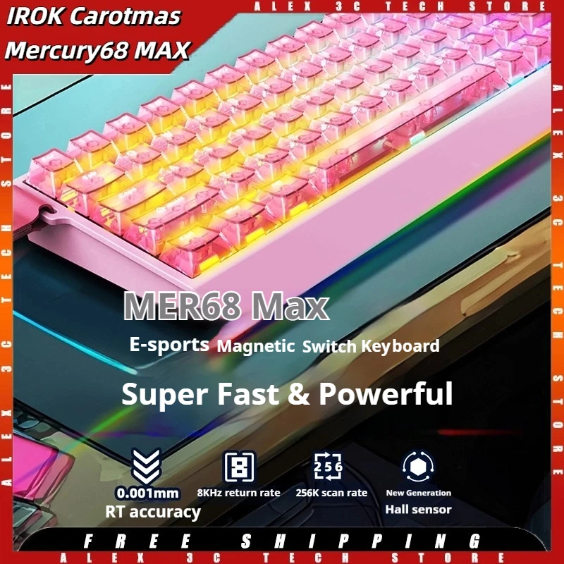 

IROK Carotmas Mercury68 MAX Gaming Keyboard New Magnetic Switch 8KHz RT 0.001mm RGB Hot-Swap Ergonomic Keyboard with PC Keycaps