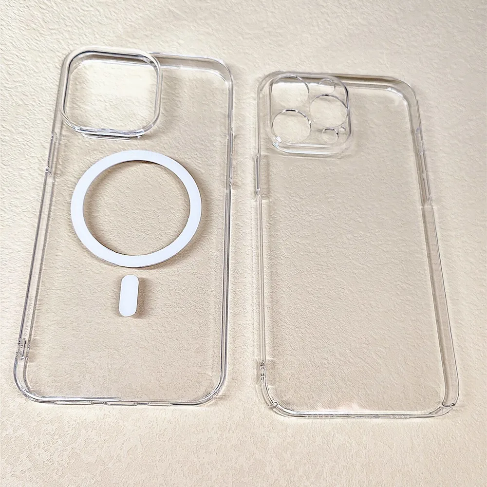 Hard PC Plastic Phone Case For iPhone 11 12 13 14 15 16 Pro Max Plus Mini X XS XR 7 8 Case for Magsafe,Shockproof Clear Cover