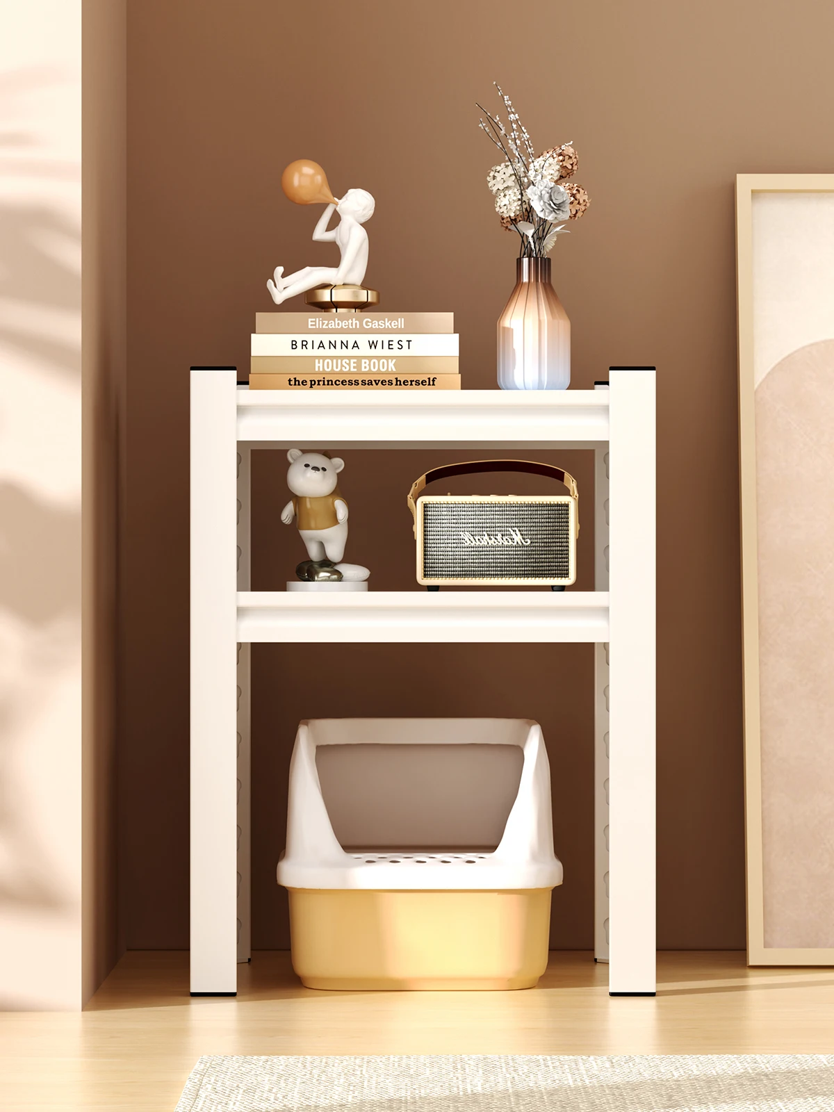 

Полка над ящиком для кошачьего туалета. Стеллаж для хранения товаров для домашних животных. Пустой стеллаж для хранения. Стальная кормушка. Стеллаж для банок для кошек.