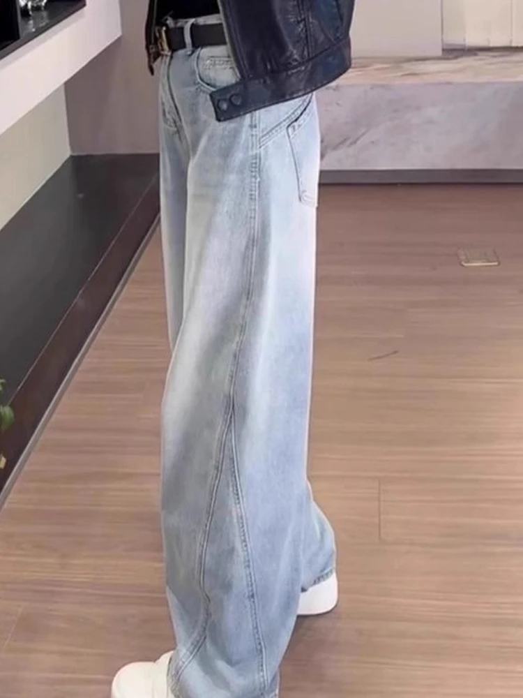 

Spring new versatile and fashionable wide leg jeans women slim fit and simple versatile high waisted curved knife pants