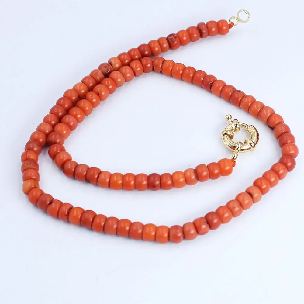 4x6mm 17inch Drum Vintage Orange Natural Sea Bamboo Coral Irregular Beads Chokers Short Necklace