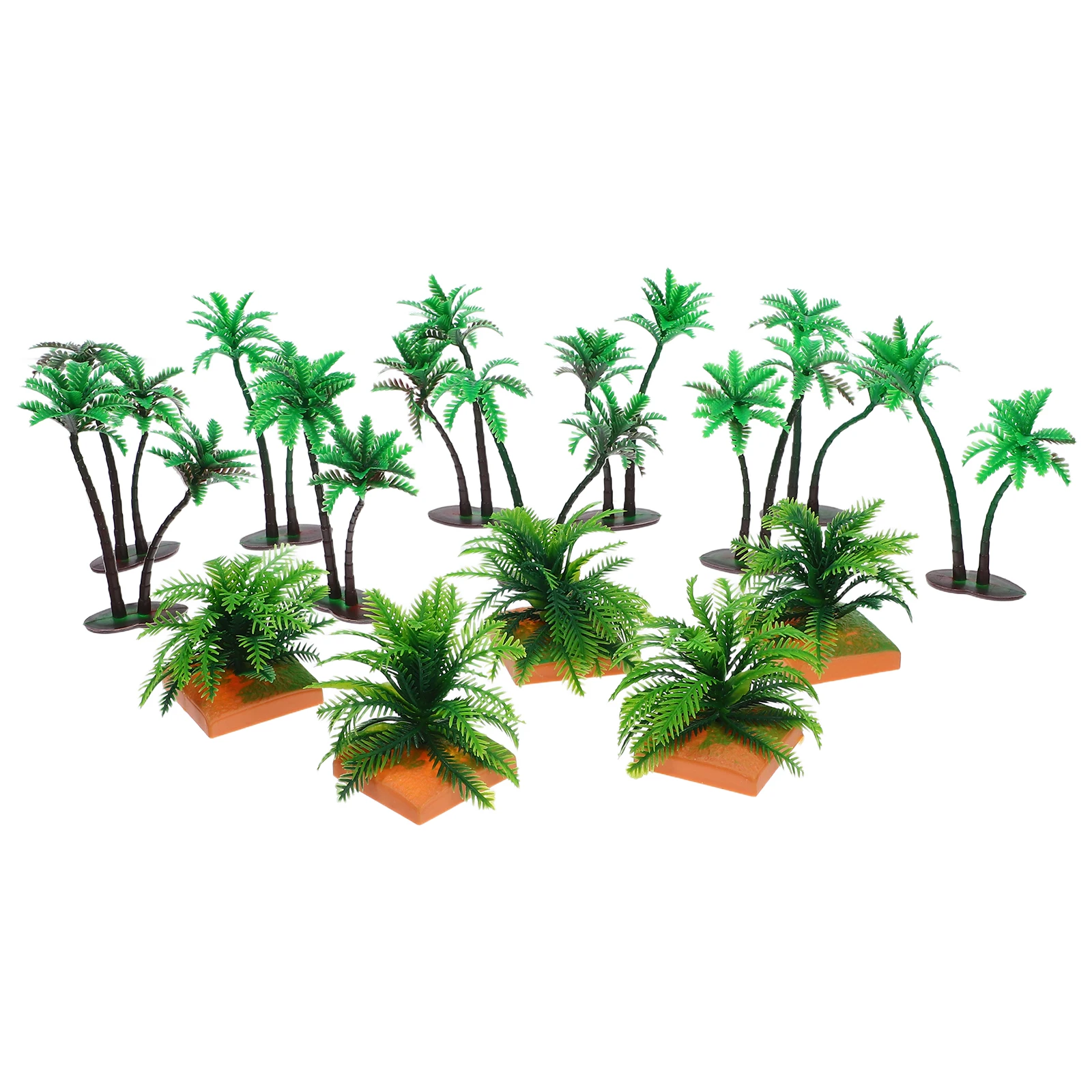 

15 Pcs Coconut Green Plants Beach Dollhouse Decoration Tree Palm Bonsai Toy Pvc Fake Seaside