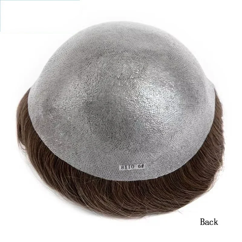 0.03 رقيقة جدا الجلد الشعر المستعار غير قابلة للاكتشاف الرجال الشعرية الاصطناعية شعر مستعار واقعي رجل الشعر البشري نظام الشعر Microskin للرجال #4