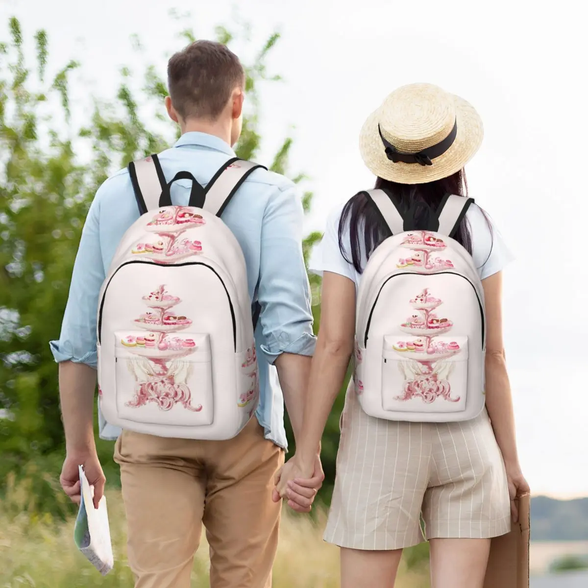 Let Us Eat Cake, Marie Antoinette Cake Stand Student Backpack School Bag Hiking Travel Daypack Fashion Bookbag Shoulder Bags