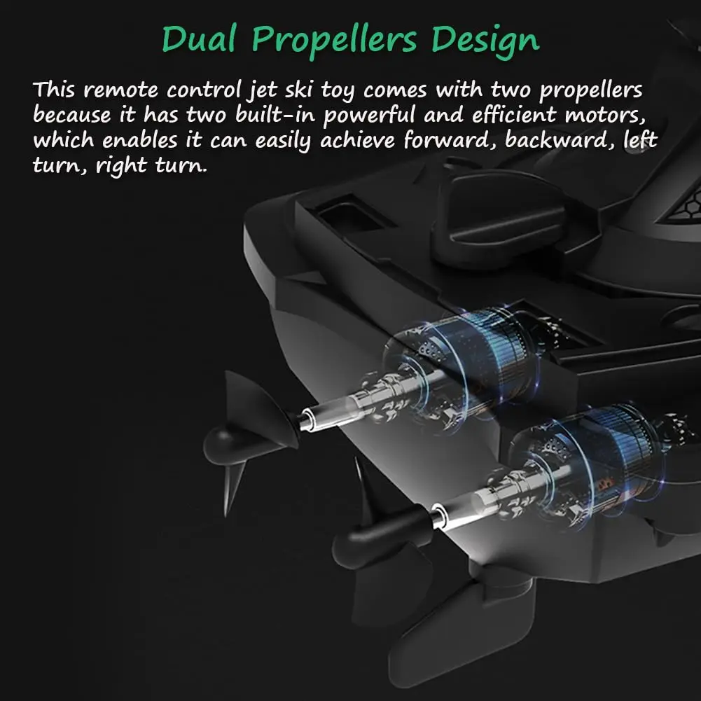 Mini Jet Ski High-Speed RC Motorboat 2.4G Remote Control Electric Boat for Kids double motor Summer Water Play Ideal as a gift