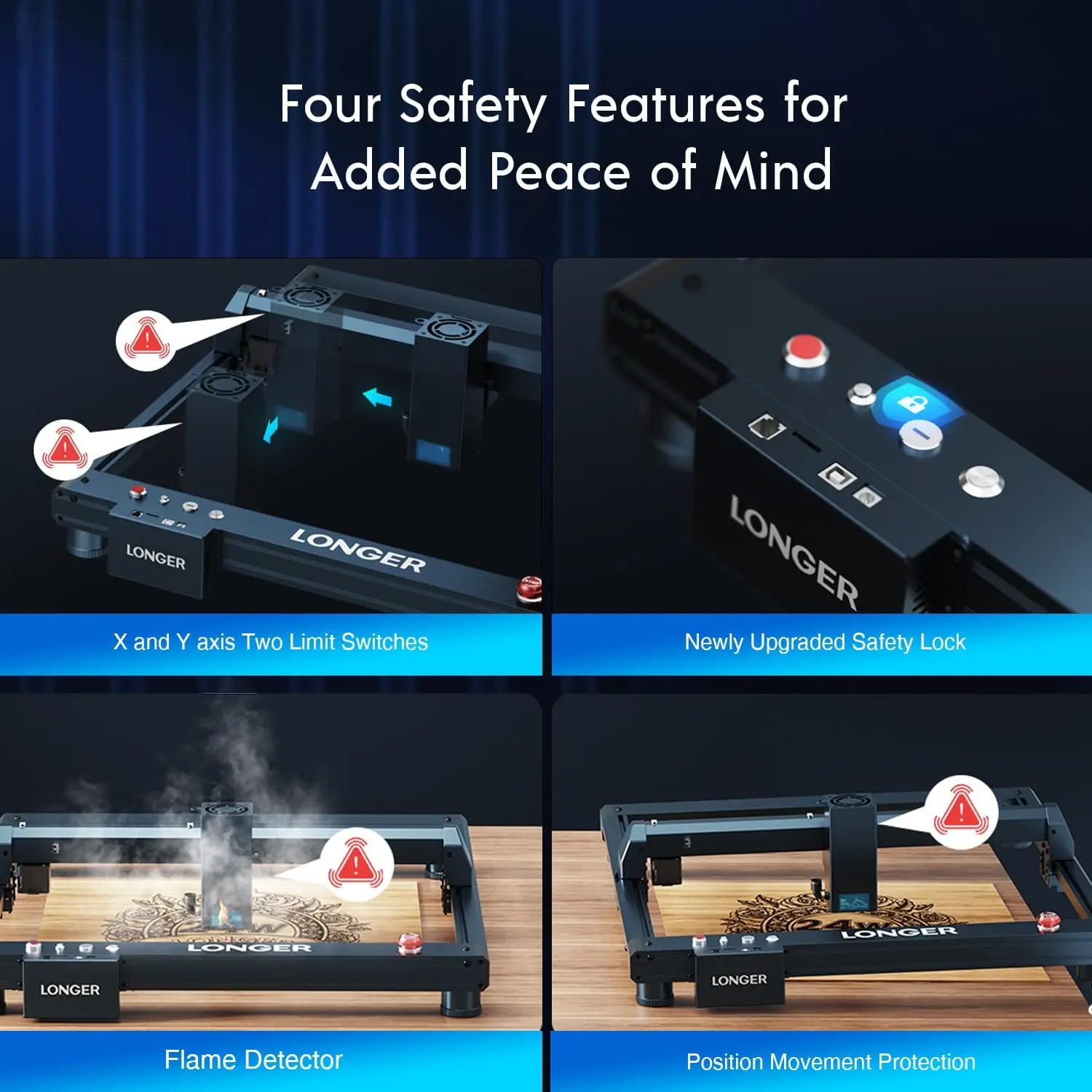 Pengukir Laser B1 Lebih Panjang, dengan Daya Output Laser 24000mW dan Pompa Bantuan Udara Otomatis, Menampilkan Kecepatan Tinggi 36000mm/mnt