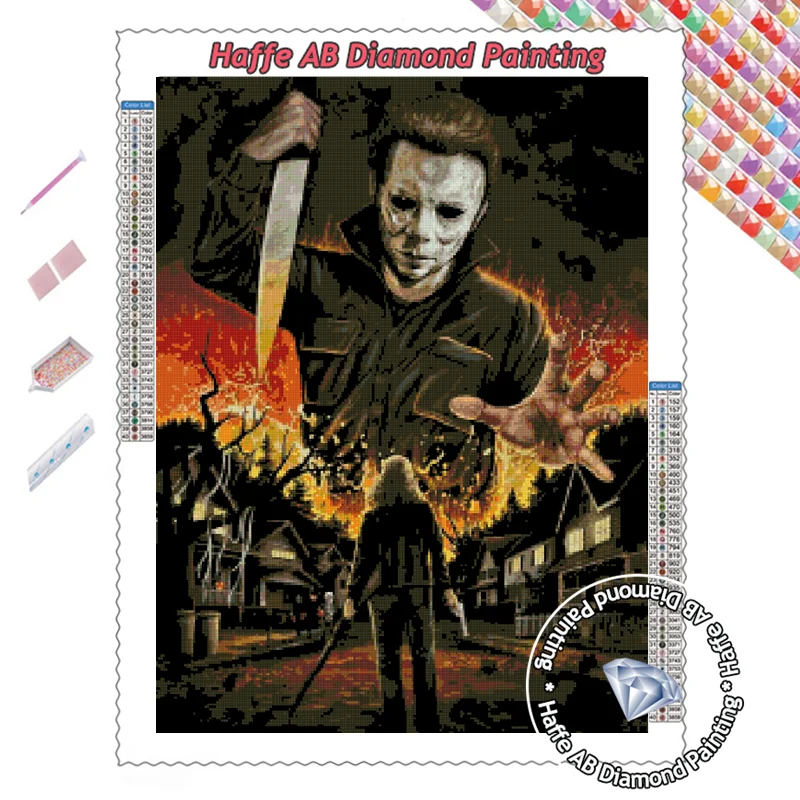 New Horror Halloween Kills 5d AB Diamond Painting Art Full Drills Classic Michael Myers Film Cross Stitch Home Decor