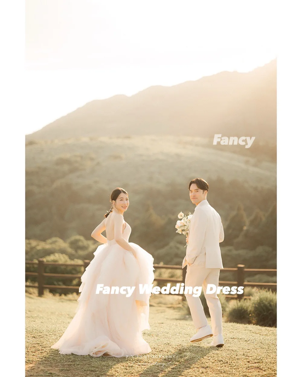 Fancy Korea Fairy Spaghetti Straps Wedding Dress Korea Photoshoot A Line Soft Tulle Bridal Gown Back Corset Customized