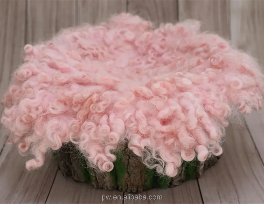 Curly Wool Felted Fluff Layer Flokati Fur Blanket Fluffy Felted Blanket Newborn Baby Backdrop Photography Props