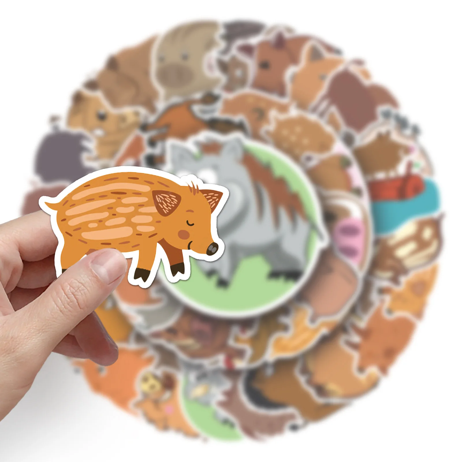 

50PCS Funny Wild Boar Stickers Creative Decoration Water Cup Phone Case Luggage Scrapbook Cartoon Graffiti Decal Toy Gift