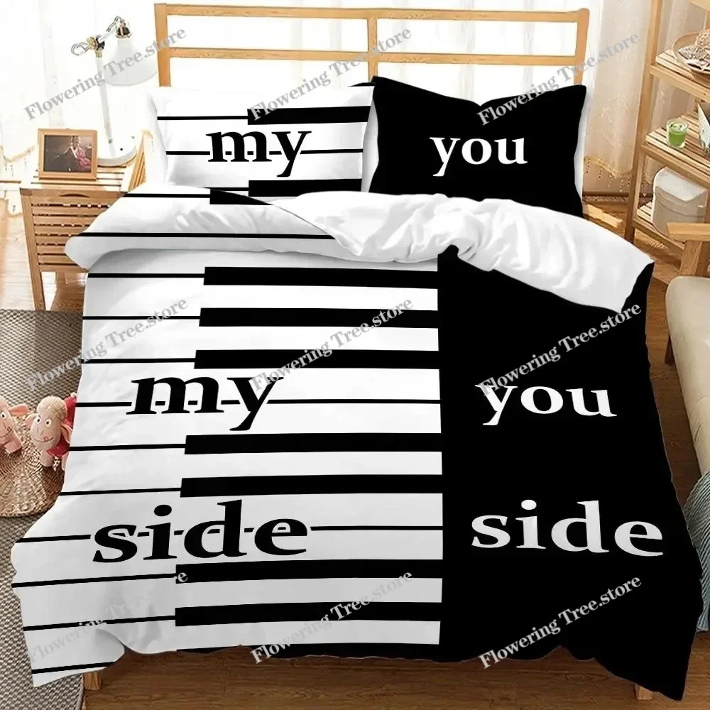CoupleLover White Black Luxury Bed Linen 2 People Double Bed Adult Single King Quilt Duvet Cover Queen Comforter Bedding Sets