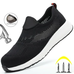 Scarpe antinfortunistiche da lavoro traspiranti estive uomo donna Sneakers da lavoro scarpe indistruttibili con punta in acciaio leggero stivali da lavoro antinfortunistici antiurto