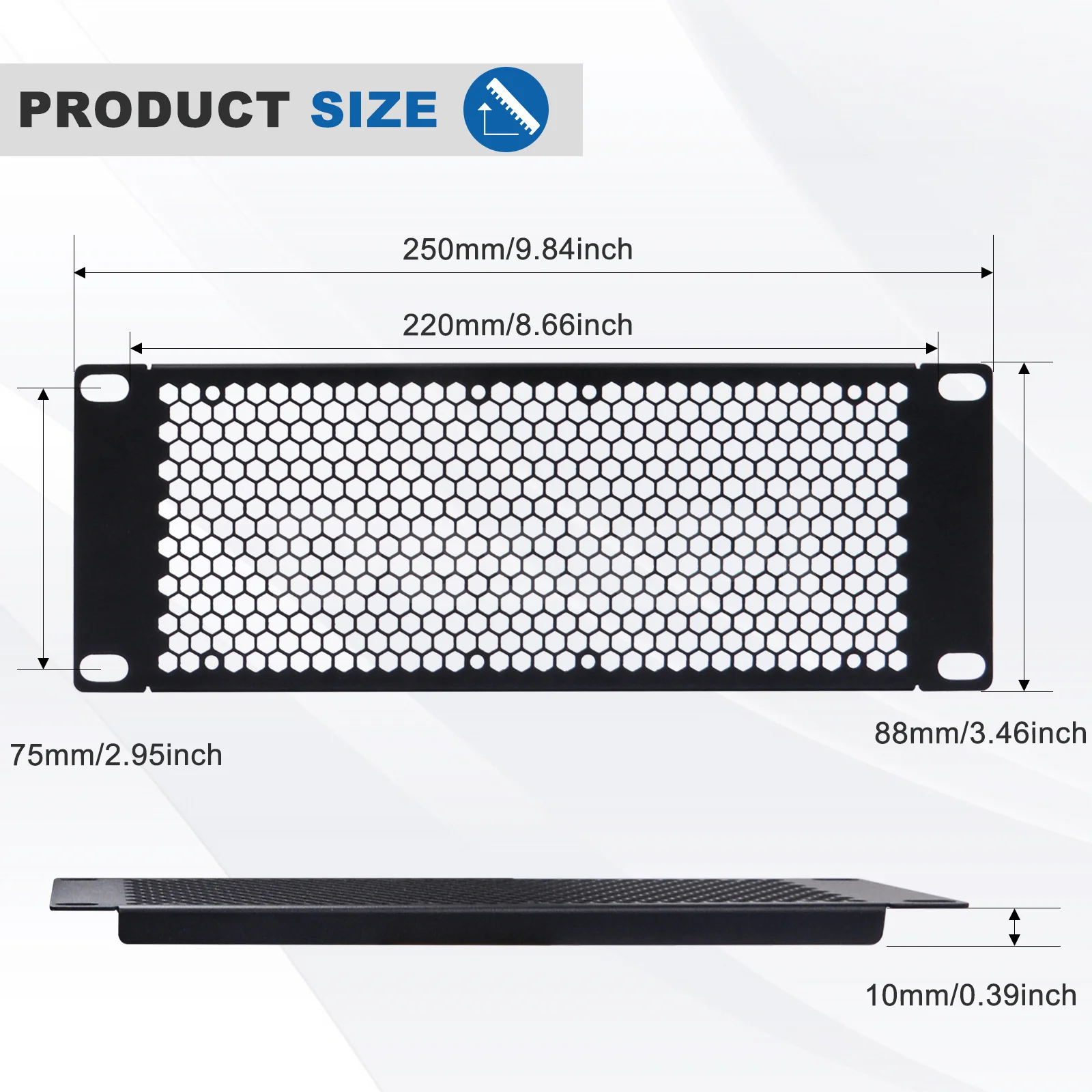 DeskPi Rackmate Accessories 10 inch 2U Rack Venting Blank Panel for Server Rack/Network Cabinet