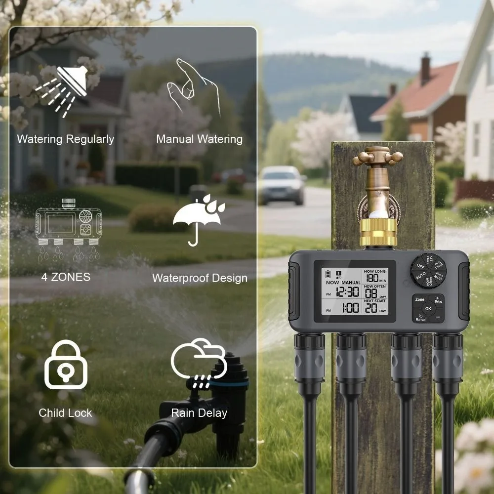 IPX5 Waterproof Digital Water Flow Meter LCD Display Brass Inlet Electronic Water Meter Multifunctional Movable Joint
