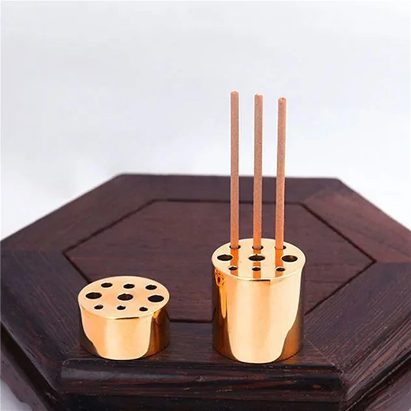 Decorative Incense Burner Mini Incense Holders Brass Heat-resistant Bases with Multiple Holes for Sandalwood Incense Burning