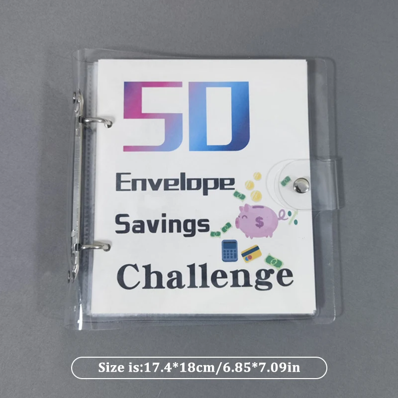 1Set 50 Days Envelope Savings Challenge $3000 Couple Loose-leaf Savings Notebook Saving Money Binder Cash Budget Storage Book