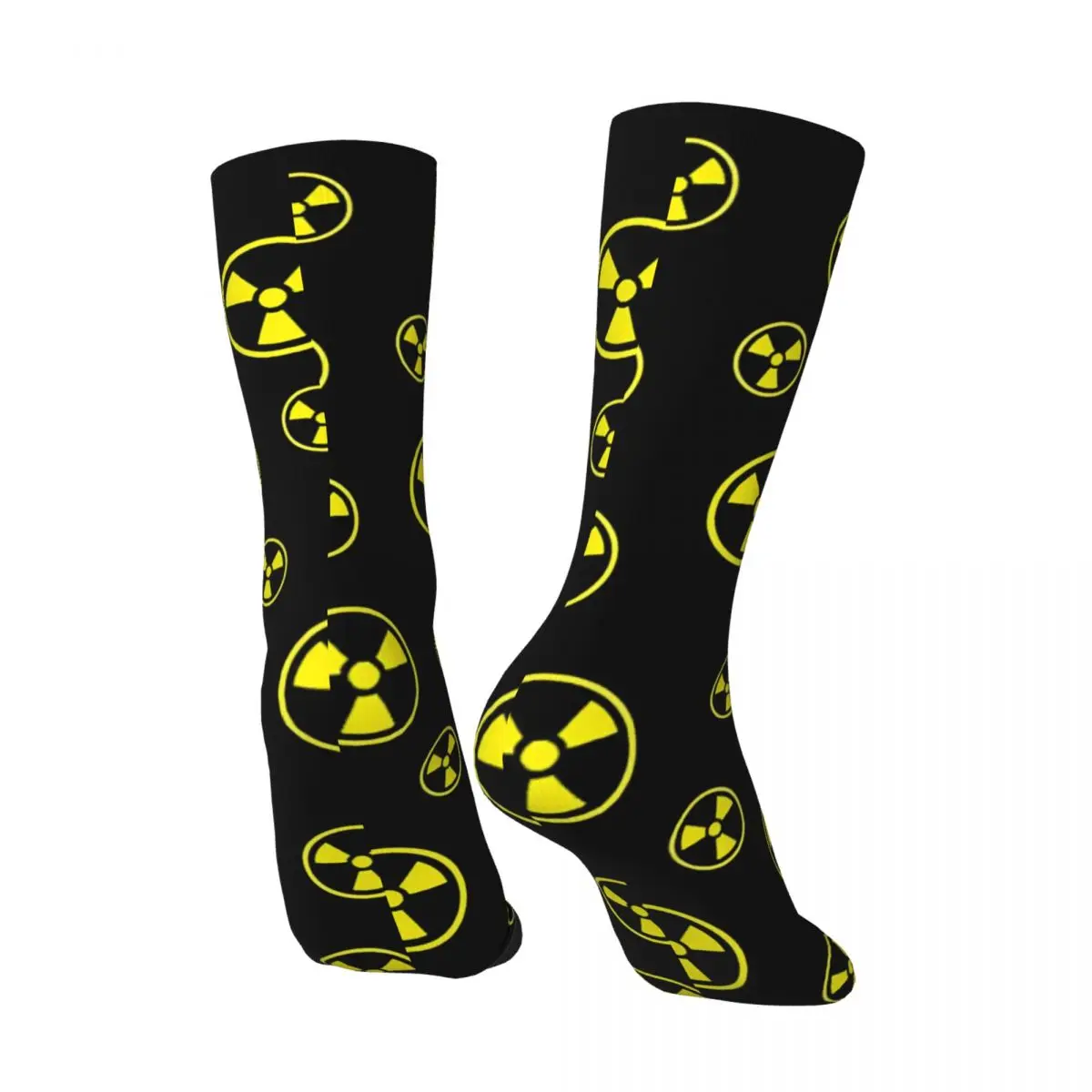 Hip Hop Retro Radioactive Yellow Black Radiation Symbol Crazy Men\'s Socks Unisex Harajuku Pattern Printed Novelty Crew Sock