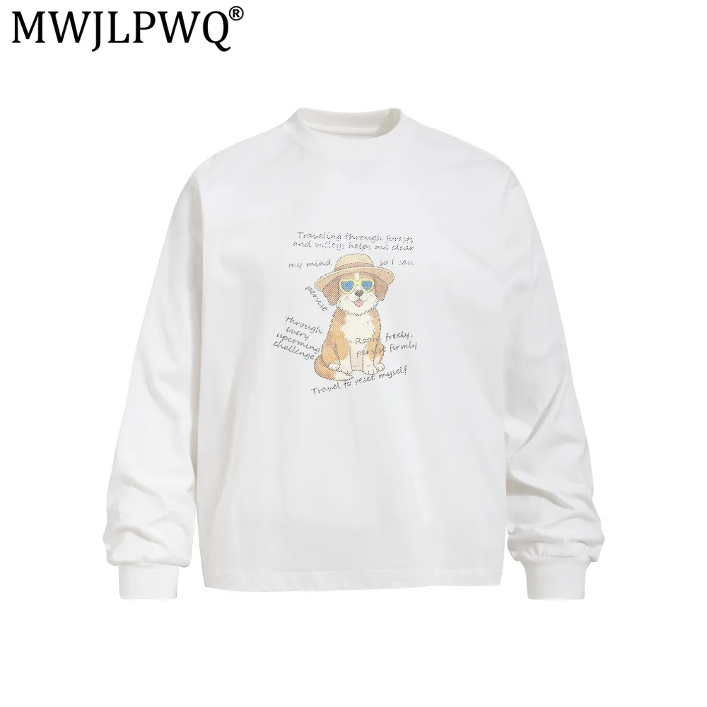 MWJLPWQ Print Loose Long-Sleeve T-Shirt For Boys Hip-Hop Street Style Trendy Spring Autumn Fit Round Collar Casual Tops 20610