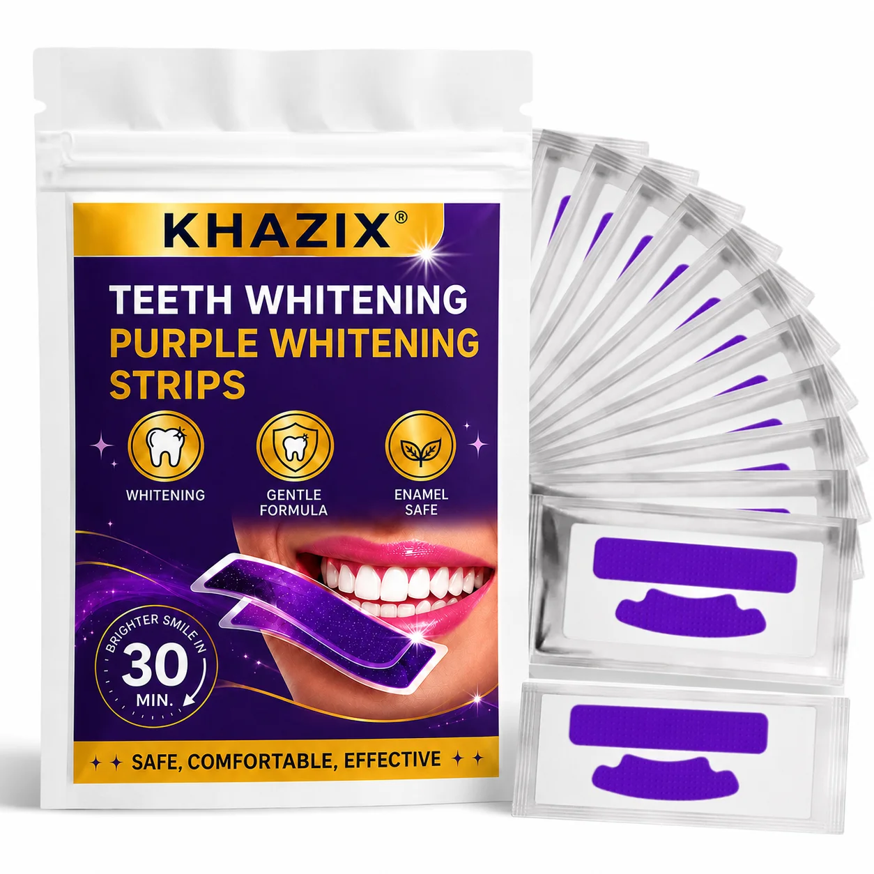 1/7 pairs Teeth Whitening Strips for Whiter-Looking Smile, Flexible Tooth Strips Easy to Apply for Daily Cosmetic Care