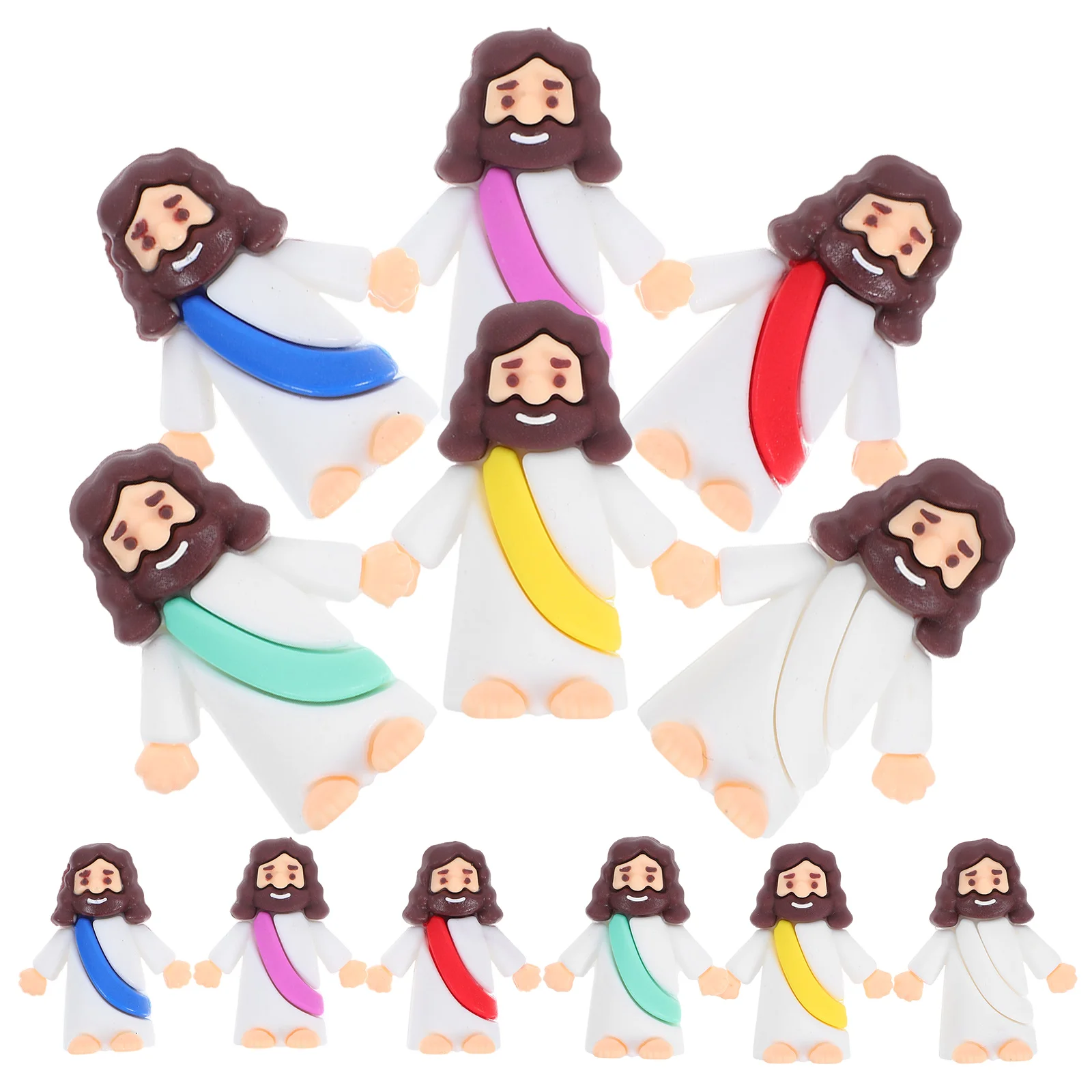 

12pcs Mini Jesus Figurines Set PVC Religious Decorations Versatile Cake Moss Party Favor Nativity Figures