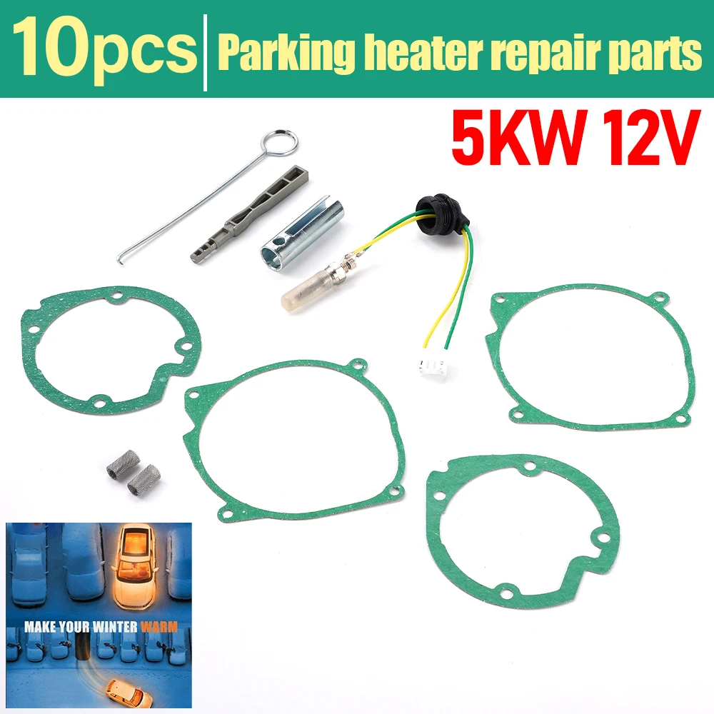 

10pcs/lot 5KW Glow Plug Repair Kit For Camping Truck Cab Diesel Heater Blower Fan Motor Gaskets Maintenance Kit