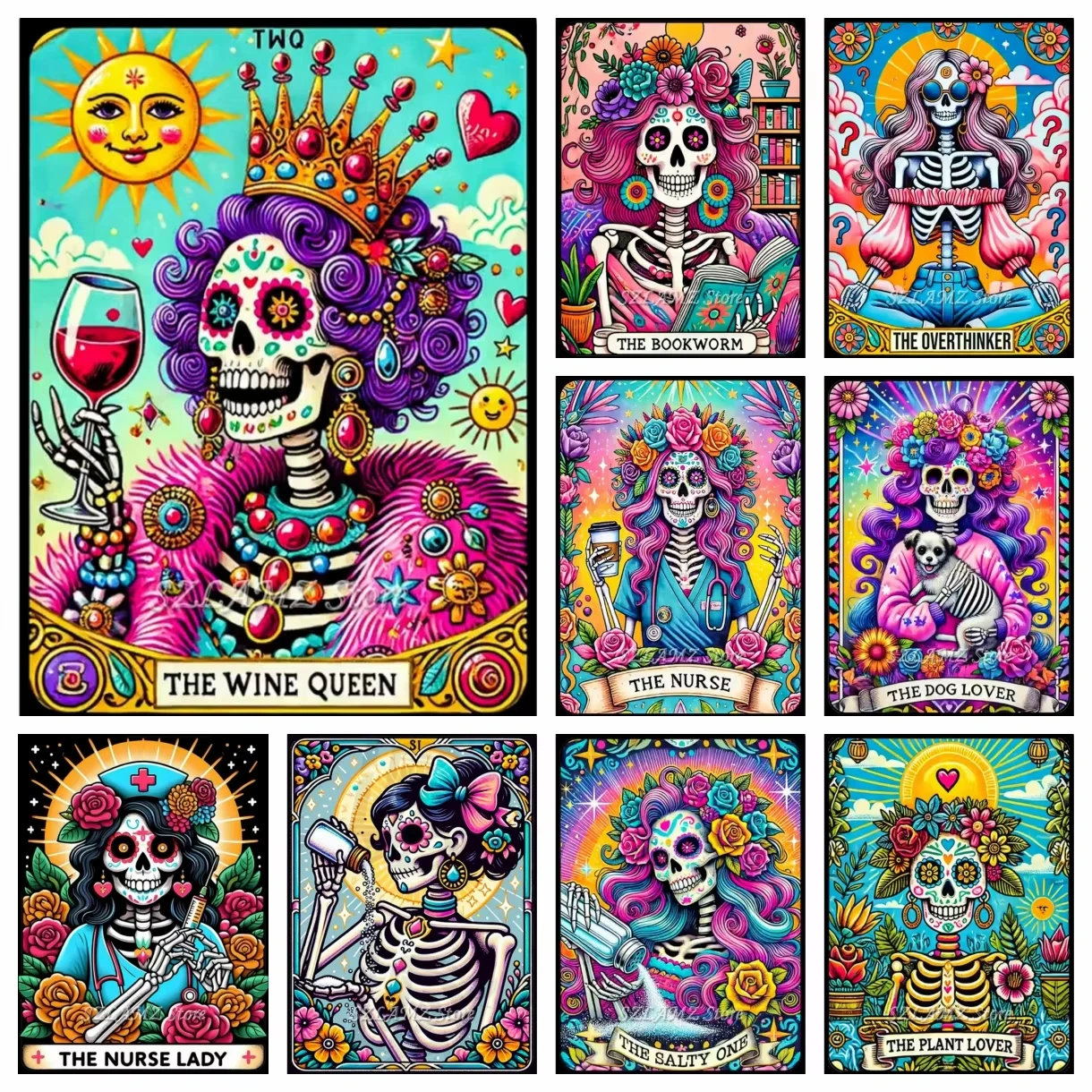 Adult Skull Women Diamond Mosaic Fashion Tarot Art 5D Diamond Painting Kits Embroidery DIY Rhinestone Home Decoration New Series