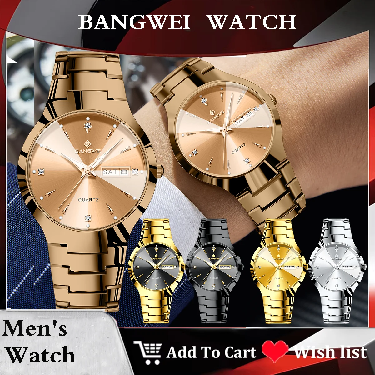 

BANGWEI новые мужские светящиеся часы, модные простые водонепроницаемые спортивные мужские часы, коричневые кварцевые наручные часы из нержавеющей стали для мужчин