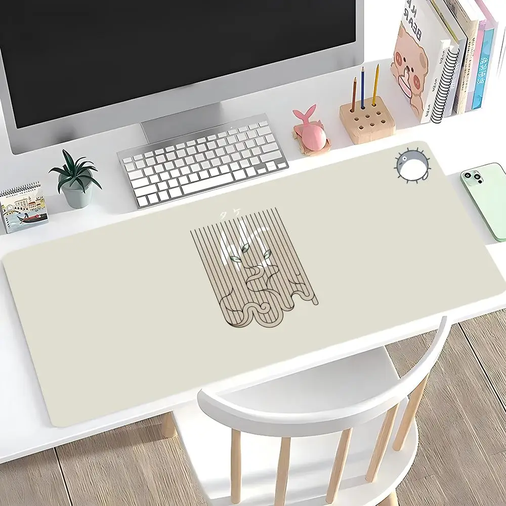 

Large mouse pad - minimalist design with vertical lines, curvy shapes, leaves, Looks clean and artsy.