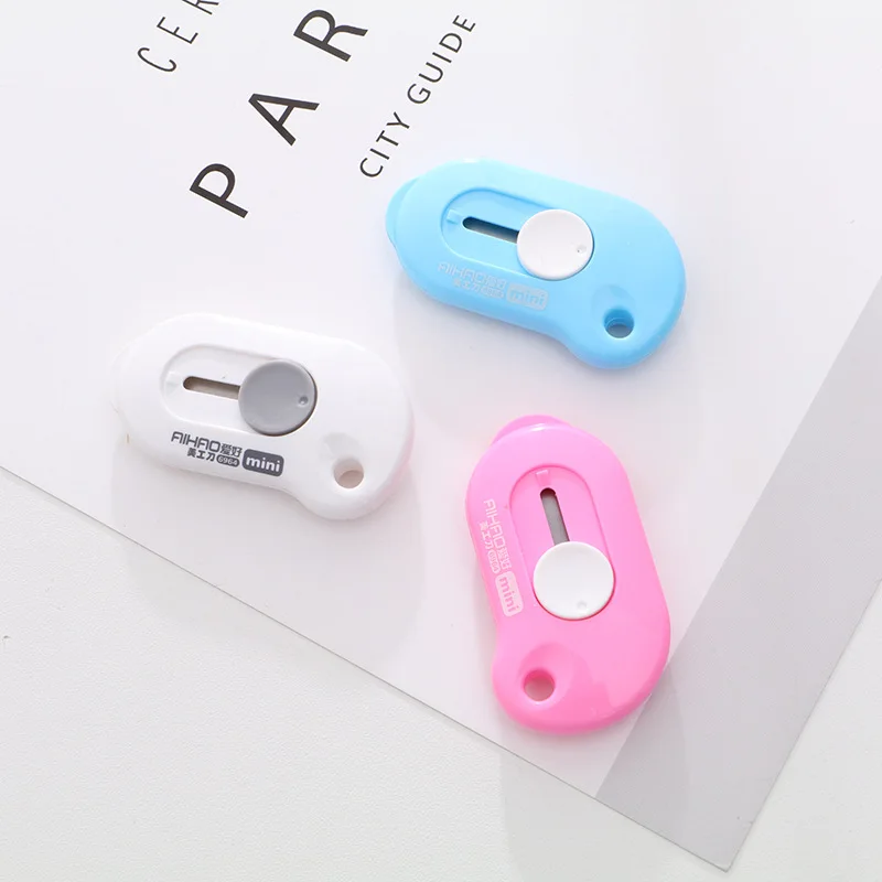 4 pçs aihao mini retrátil rilakkuma faca utilitária caixa cortador de carta kawaii estudante escritório papelaria portátil