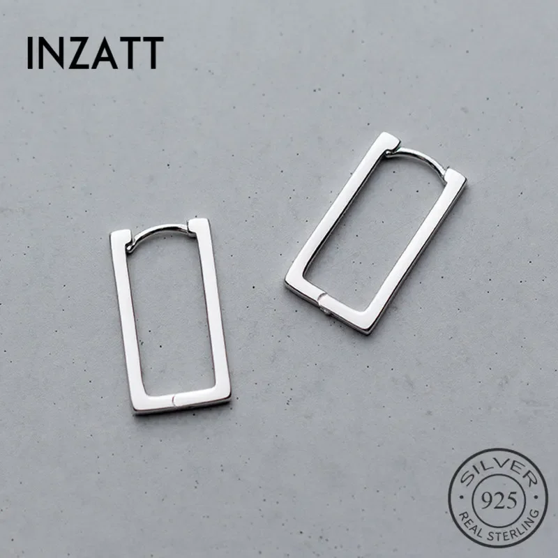 INZATT orecchini a cerchio minimalisti in vero argento Sterling 925 per le donne rettangolo geometrico Party OL Fashion Jewelry Drop Shipping