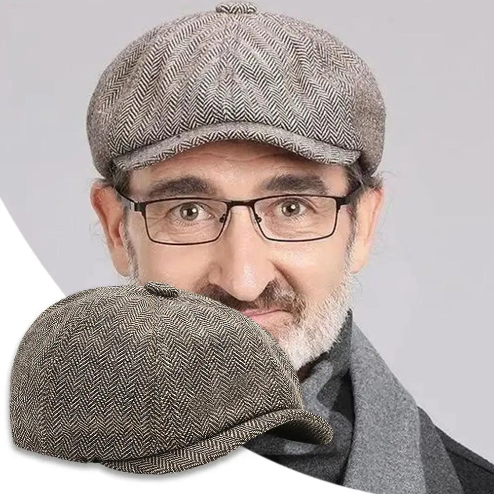 Cappello da strillone retrò Tweed berretto da uomo Gatsby berretti berretti berretti da strada con visiera ottagonale con berretti a tesa berretto