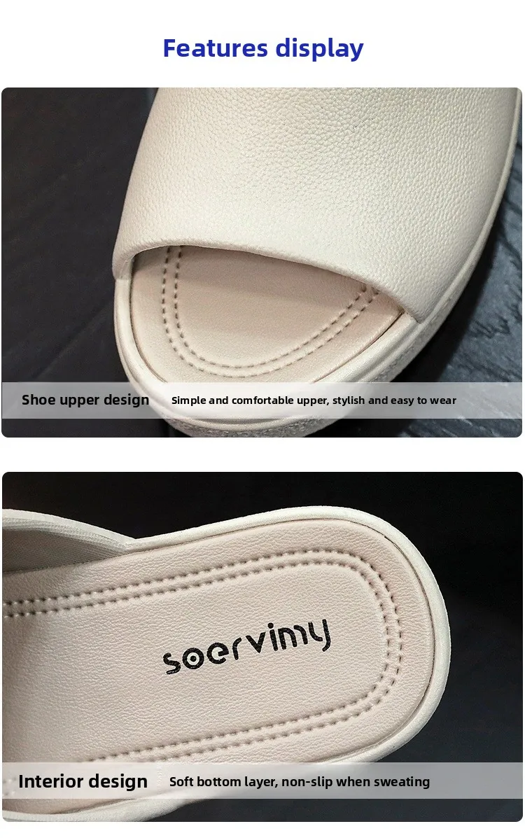 Neue Damen-Sandalen, Damen-Pantoffeln, Schwarze Keilabsatz-Plattform, Offene Zehenpartie, Orthopädische Dicksohlen-Strand-High-Heels-Slides – Detail 4