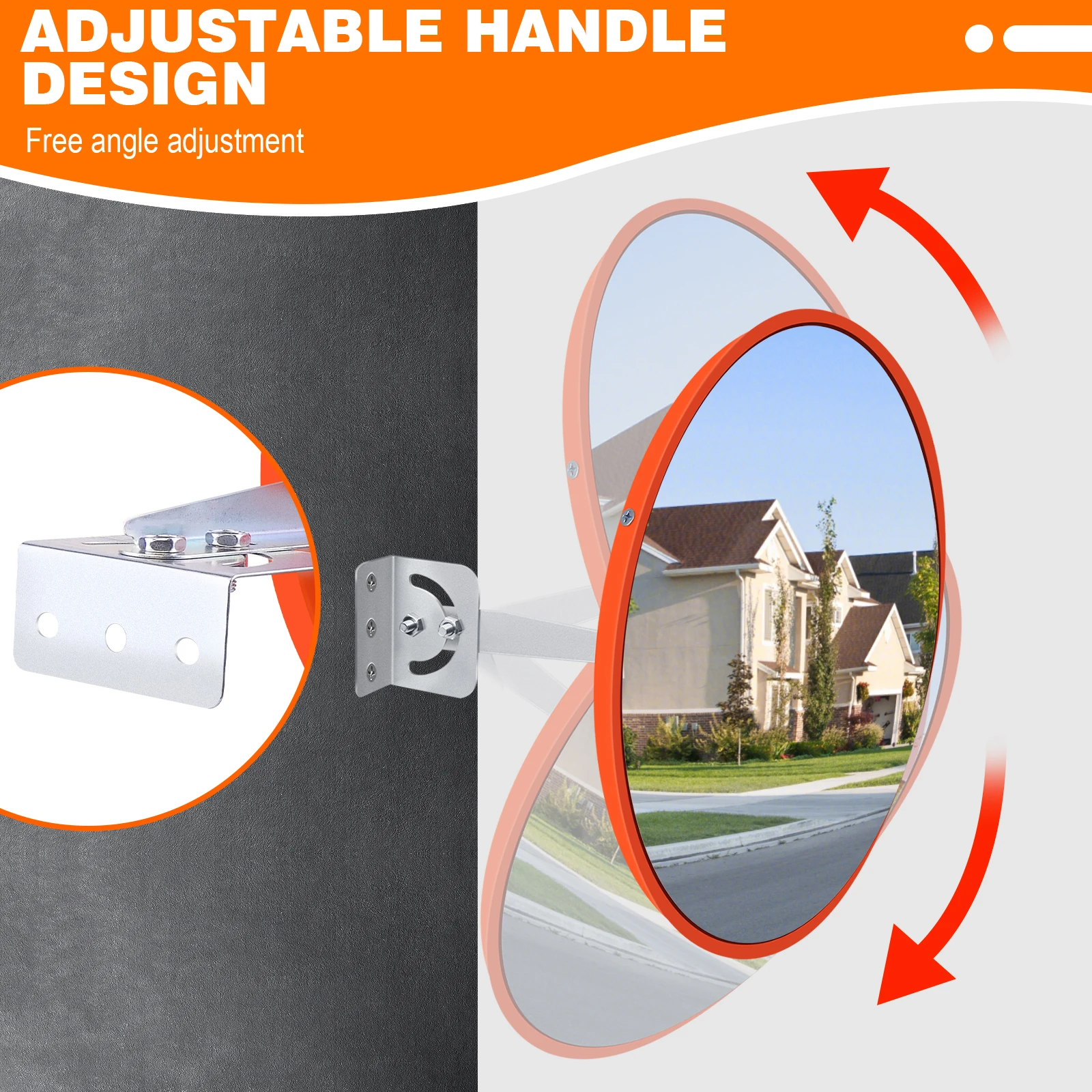 ملخصة غير قابلة للكسر 130 °   مرآة محدبة بزاوية واسعة - مرآة النقطة العمياء للسلامة المرورية للمرآب، ومواقف السيارات، والمستودعات