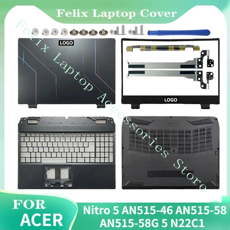 New For Acer Nitro 5 AN515-46 AN515-58 AN515-58G 51R3 52SM 50J2 N22C1 LCD Back Cover Front Bezel Palmrest Bottom Case Hingecover