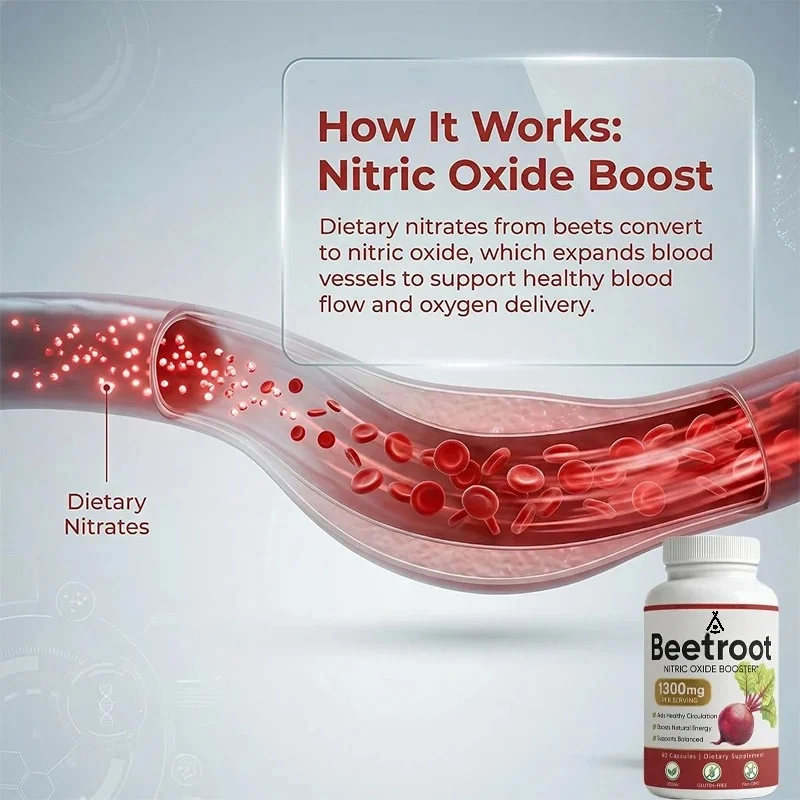 1300 Milligrams, Beetroot Supplement, Immune and Digestive, Pure, Non GMO and Gluten Free, 60 Capsules