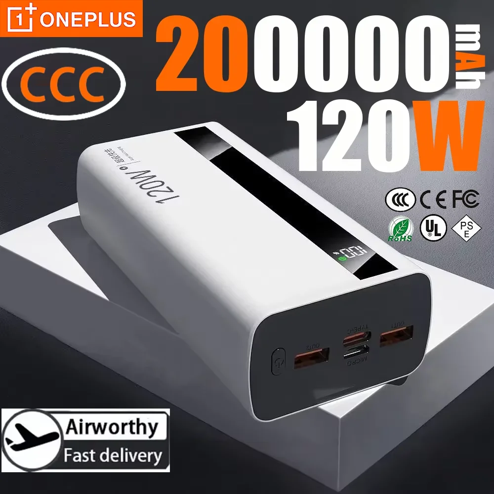 

Oneplus 200000 мАч 120 Вт Power Bank с быстрой зарядкой Сертификация CCC Powerbank большой емкости Портативное зарядное устройство для Iphone