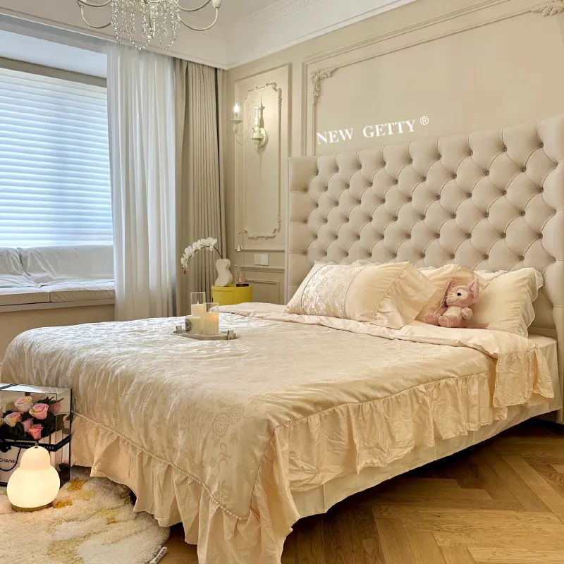 Queen Double Bed Modern Girls Beauty Wooden Luxury Design European Bed Sleeping Safe Letto Matrimoniale Lounge Suite Furniture
