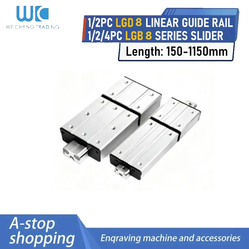 1/2PC LGD8 LGD12 Linear Guide Rail Kit LGB8-100-4 LGB8-100L-6 LGB12-100L-6 Sliding Block 1200-2550MM CNC Linear Motion Parts