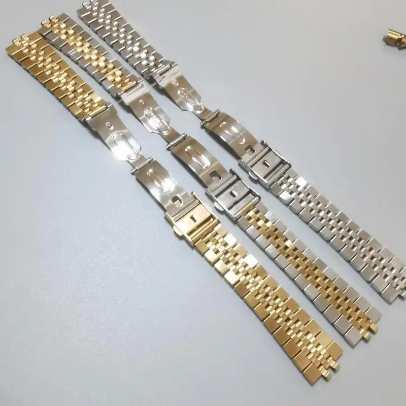 Jubilee 18mm 19mm 20mm 21mm 22mm 316L Stainless Steel Silver Gold Curved End Watch Strap Band Bracelet Fits for SKX RLX Watch