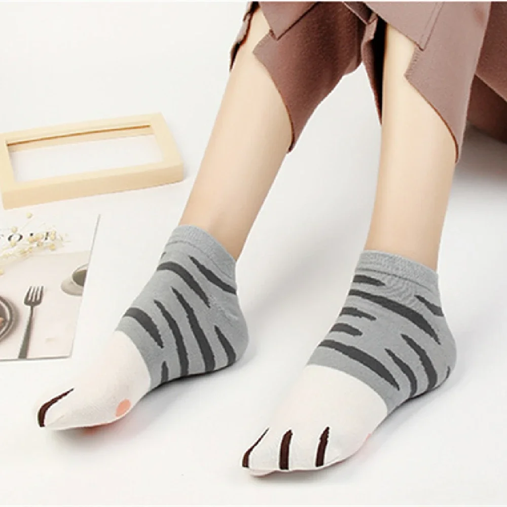 Femmes coton mignon 3D tricoté griffe de chat coupe basse cheville chaussettes dames filles bonneterie courte pattes de chien Sokken livraison directe