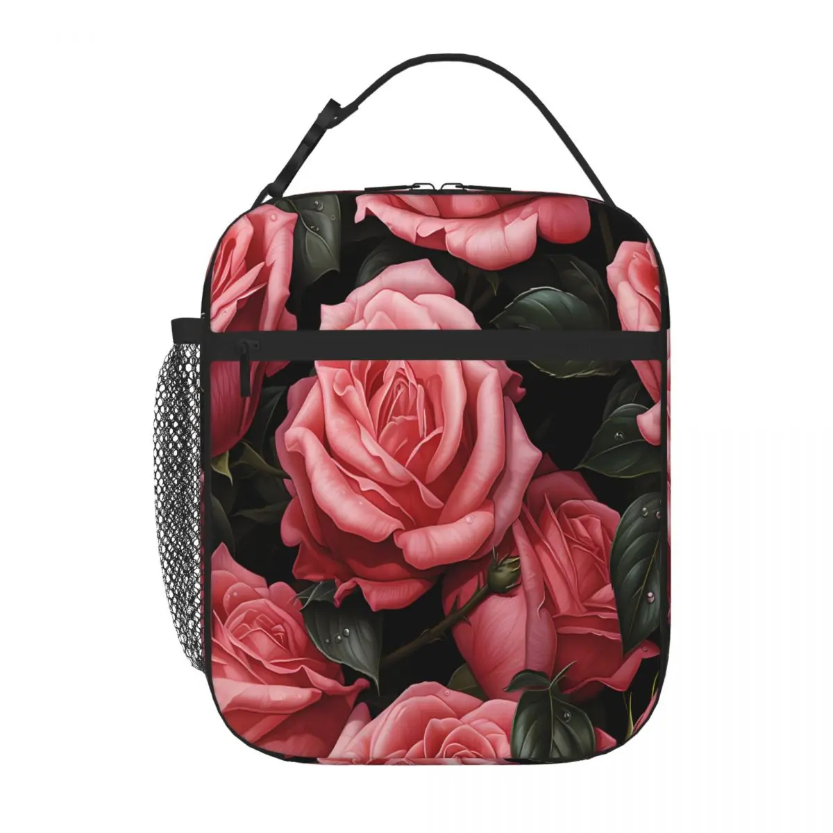 Bestselling Pink Roses Pattern Light Luxury Thermal Lunch Bag Elementary School Insulated Lunch Bag