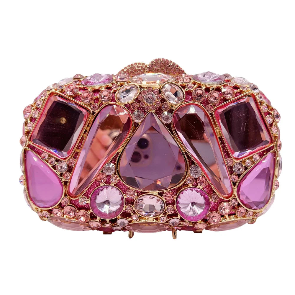 

Pink Stone Wedding Purse Handbags New Evening Clutch Bags For Wedding Party Luxury WHTUOHENG Rhinestone Bridal Dinner Clutches