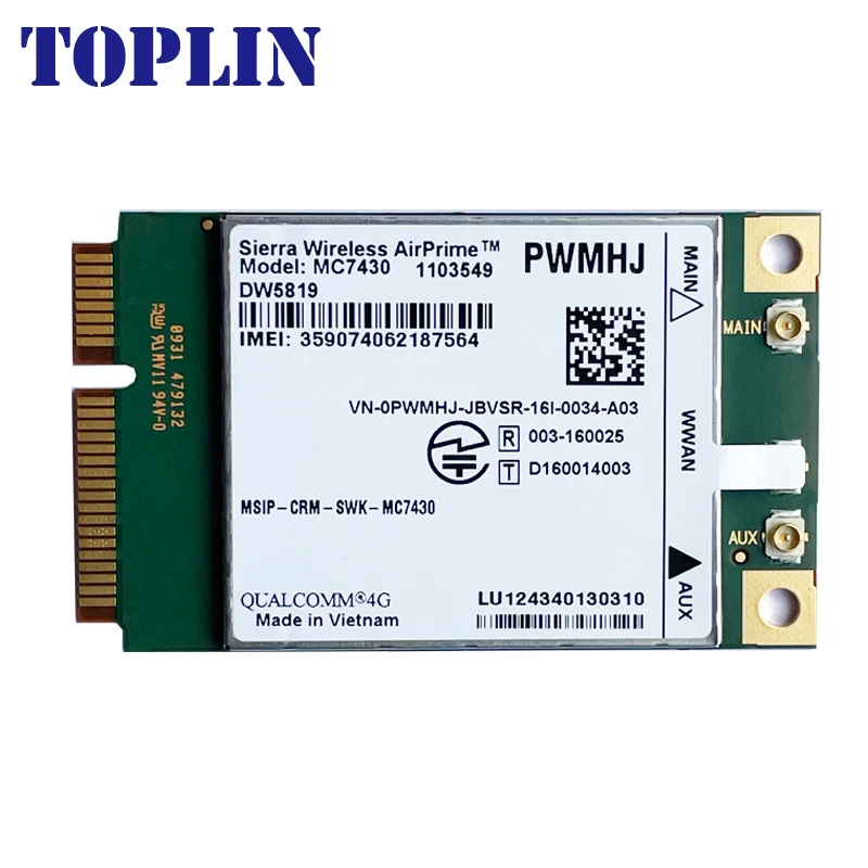 Imagem -02 - Pcie Mini 4g Cartão para Laptop Dell Módulo 4g Fdd-tdd Lte Cat6 Hspa Mais Gnss Cartão Wwan Mc7430