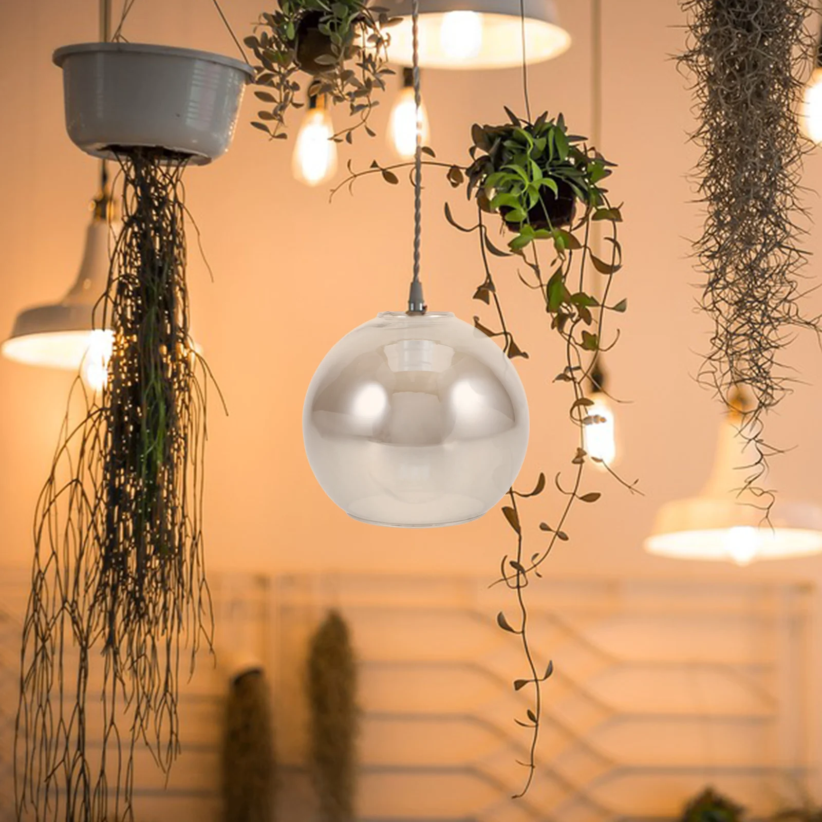 1pc Glass Lamp Shade Large Round Amber Sphere For Living Room Chandelier Wall Sconce Light Fixture Replacement