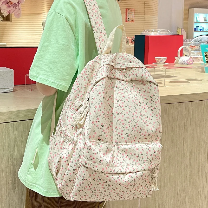 Trendy Girl Fashion Floral Travel School Bag Kawaii Waterproof Lady Print Backpack Women Laptop Book Bag Female College Backpack