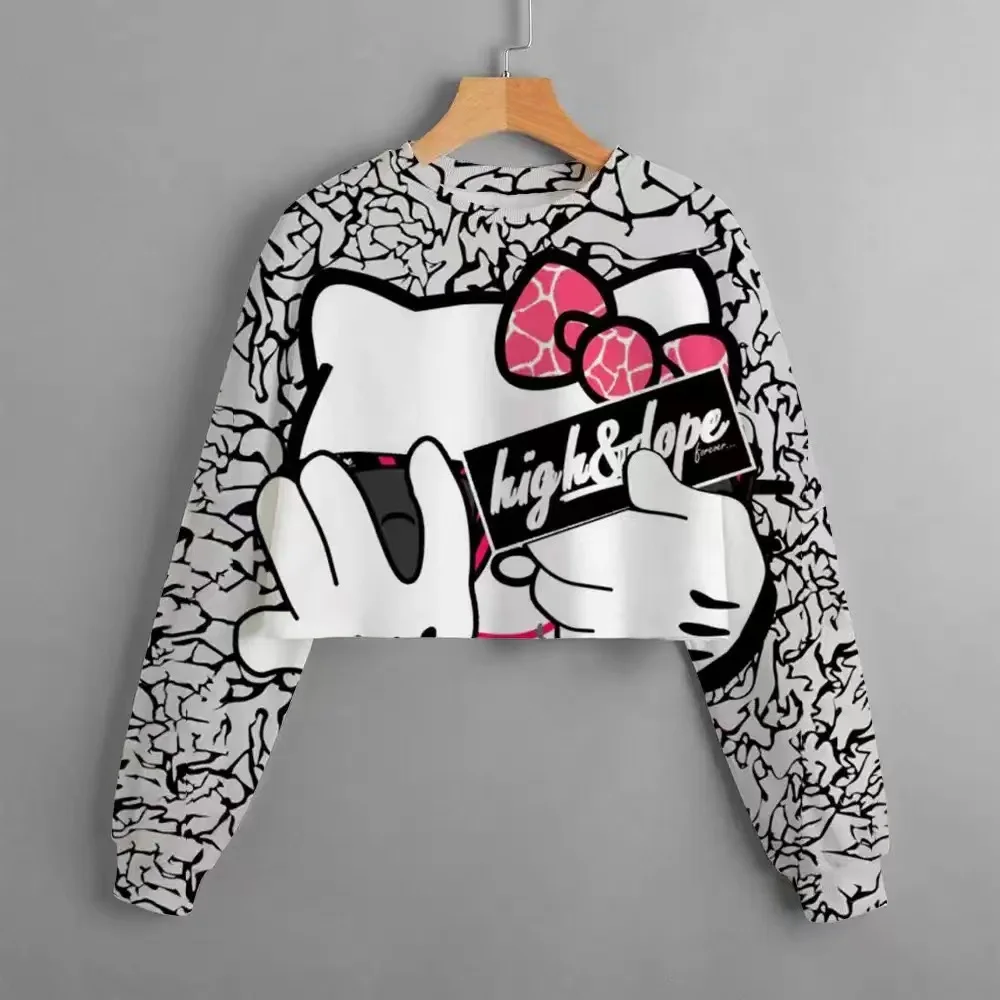 2024 Spring and Autumn Girls' Hello Kitty Cartoon Hoodie Fashion Children's Sweatshirt Cute Cartoon Long Sleeve Children's Wear