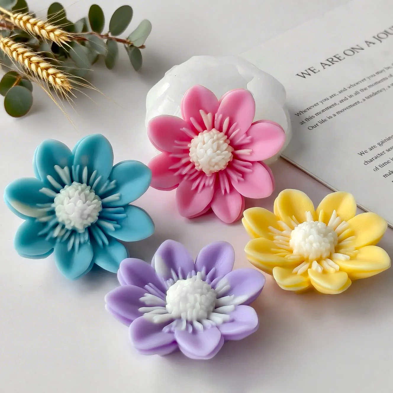 

3D Flower Aromatherapy Handmade Soap Candle Silicone Mold DIY Lotus Gypsum Resin Molds Aroma Decor Home Gift Craft